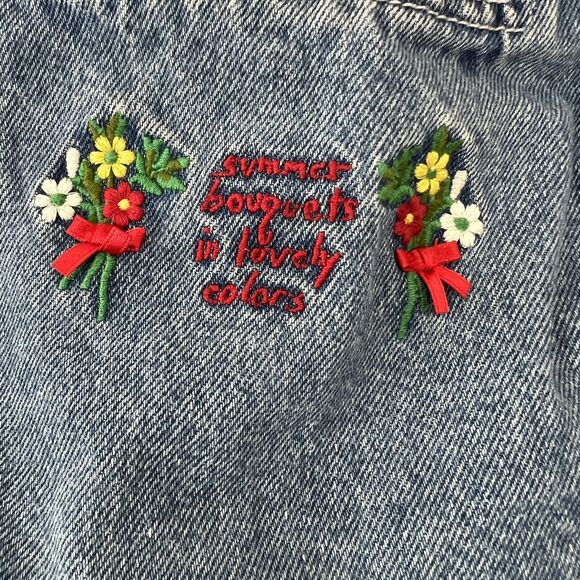 Vintage Gymboree Rainbow‎ Tag 90s Denim Dress Embroidered Flowers 12 - 18 months - Picture 6 of 6